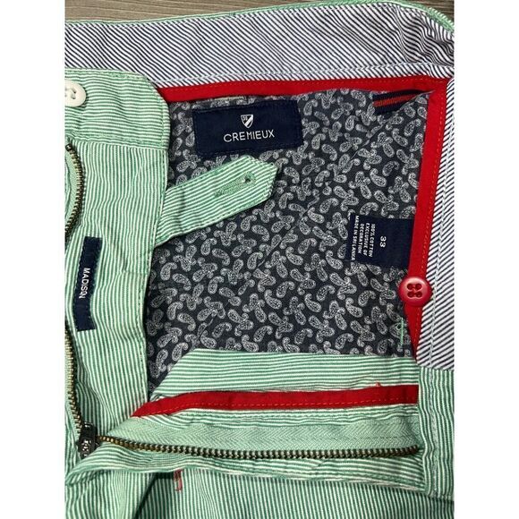 Cremieux Men's Madison Shorts 100% Cotton Striped Green Pink Flamingos size 33 - Picture 2 of 9